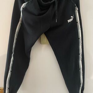 Puma Black Sweatpants with White Accents